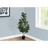 Artificial Plant, 49" Tall, Fiddle Tree, Decorative, Green Leaves, Black Pot - WhatYouNeedSales