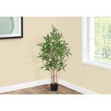 Artificial Plant, 50" Tall, Bamboo Tree, Green Leaves, Black Pot - WhatYouNeedSales