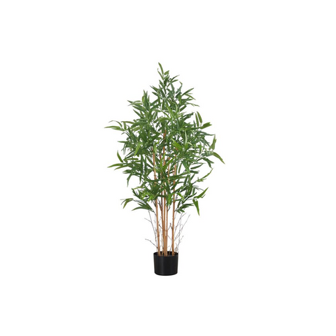 Artificial Plant, 50" Tall, Bamboo Tree, Green Leaves, Black Pot - WhatYouNeedSales