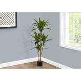 Artificial Plant, 51" Tall, Dracaena Tree, Decorative, Green Leaves, Black Pot - WhatYouNeedSales