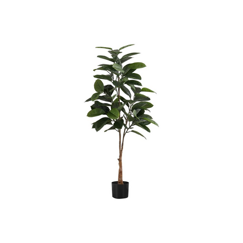 Artificial Plant, 52" Tall, Rubber Tree, Decorative, Green Leaves, Black Pot - WhatYouNeedSales