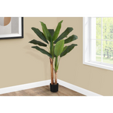 Artificial Plant, 55" Tall, Banana Tree, Decorative, Green Leaves, Black Pot - WhatYouNeedSales