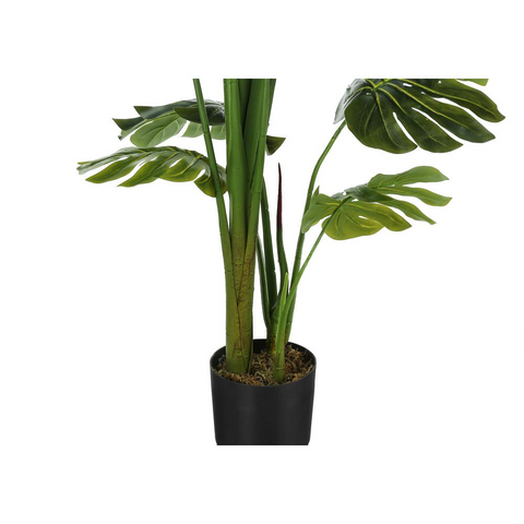 Artificial Plant, 55" Tall, Monstera Tree, Decorative, Green Leaves, Black Pot - WhatYouNeedSales