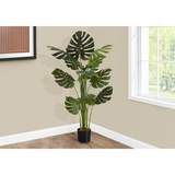 Artificial Plant, 55" Tall, Monstera Tree, Decorative, Green Leaves, Black Pot - WhatYouNeedSales