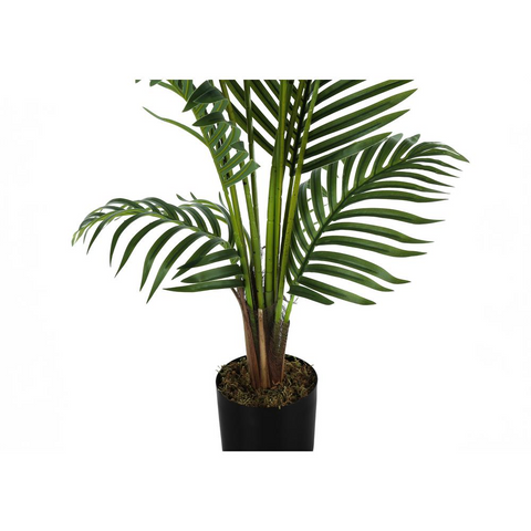 Artificial Plant, 57" Tall, Palm Tree, Decorative, Green Leaves, Black Pot - WhatYouNeedSales