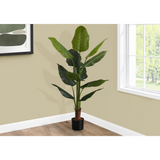 Artificial Plant, 59" Tall, Strelitzia Tree, Decorative, Green Leaves, Black Pot - WhatYouNeedSales