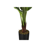 Artificial Plant, 59" Tall, Strelitzia Tree, Decorative, Green Leaves, Black Pot - WhatYouNeedSales