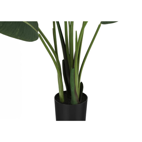 Artificial Plant, 60" Tall, Bird Of Paradise Tree, Green Leaves, Black Pot - WhatYouNeedSales