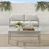 Ashford 2Pc Outdoor Metal Conversation Set Creme/Gray - Loveseat & Coffee Table - WhatYouNeedSales