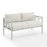 Ashford 2Pc Outdoor Metal Conversation Set Creme/Gray - Loveseat & Coffee Table - WhatYouNeedSales