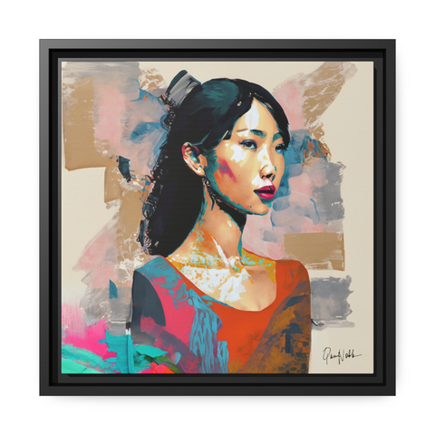 Asian Lady Beautiful Portrait Canvas Wall Art With Frame - WhatYouNeedSales