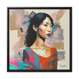 Asian Lady Beautiful Portrait Canvas Wall Art With Frame - WhatYouNeedSales