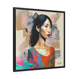 Asian Lady Beautiful Portrait Canvas Wall Art With Frame - WhatYouNeedSales