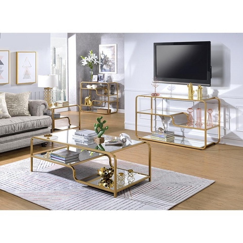 Astrid Coffee Table, Gold & Mirror - WhatYouNeedSales