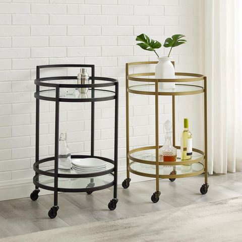 Bailey Round Bar Cart Gold - WhatYouNeedSales