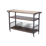 Baxton Studio Lancashire Brown Wood & Metal Kitchen Cart - WhatYouNeedSales