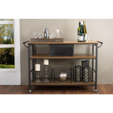 Baxton Studio Lancashire Brown Wood & Metal Kitchen Cart - WhatYouNeedSales