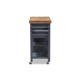 Baxton Studio Sunderland Coastal and Farmhouse Grey Wood Kitchen Cart - WhatYouNeedSales