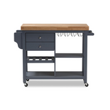 Baxton Studio Sunderland Coastal and Farmhouse Grey Wood Kitchen Cart - WhatYouNeedSales