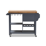 Baxton Studio Sunderland Coastal and Farmhouse Grey Wood Kitchen Cart - WhatYouNeedSales