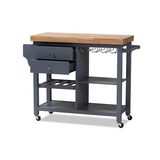 Baxton Studio Sunderland Coastal and Farmhouse Grey Wood Kitchen Cart - WhatYouNeedSales