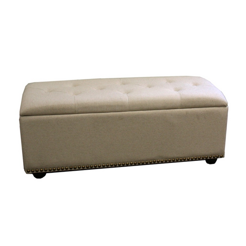 "Beige Nailhead Storage Bench Ottoman Four Piece Set" - WhatYouNeedSales