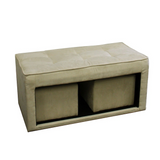 "Beige Storage Bench and Ottoman Set" - WhatYouNeedSales