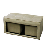 "Beige Storage Bench and Ottoman Set" - WhatYouNeedSales