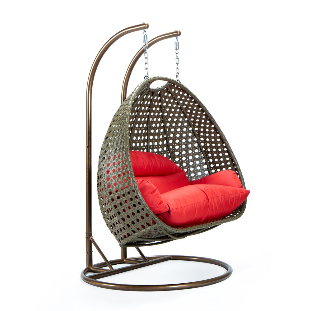 Beige Wicker Hanging 2 Person Egg Swing Chair | Outdoor