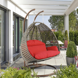 Beige Wicker Hanging 2 Person Egg Swing Chair | Outdoor