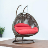 Beige Wicker Hanging 2 Person Egg Swing Chair | Outdoor