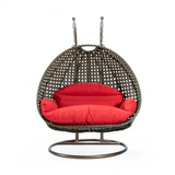 Beige Wicker Hanging 2 Person Egg Swing Chair | Outdoor