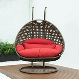 Beige Wicker Hanging 2 Person Egg Swing Chair | Outdoor