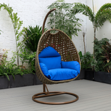 Beige Wicker Hanging Egg Swing Chair - Comfortable Outdoor