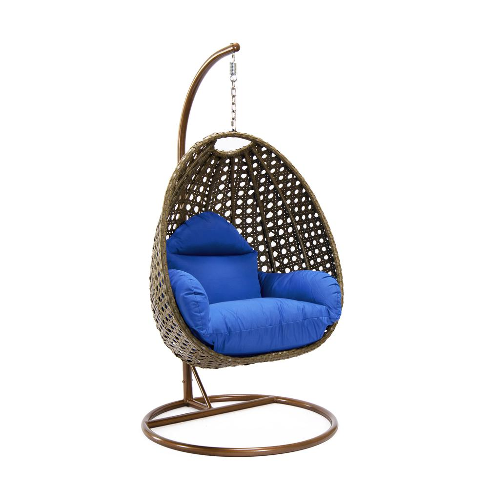 Beige Wicker Hanging Egg Swing Chair - Comfortable Outdoor