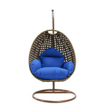 Beige Wicker Hanging Egg Swing Chair - Comfortable Outdoor