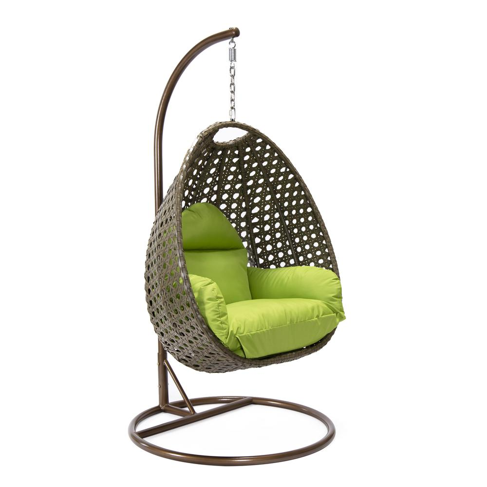 Beige Wicker Hanging Egg Swing Chair - Comfortable Outdoor