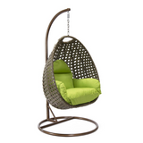 Beige Wicker Hanging Egg Swing Chair - Comfortable Outdoor