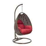 Beige Wicker Hanging Egg Swing Chair - Durable Outdoor