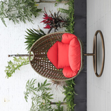 Beige Wicker Hanging Egg Swing Chair - Durable Outdoor