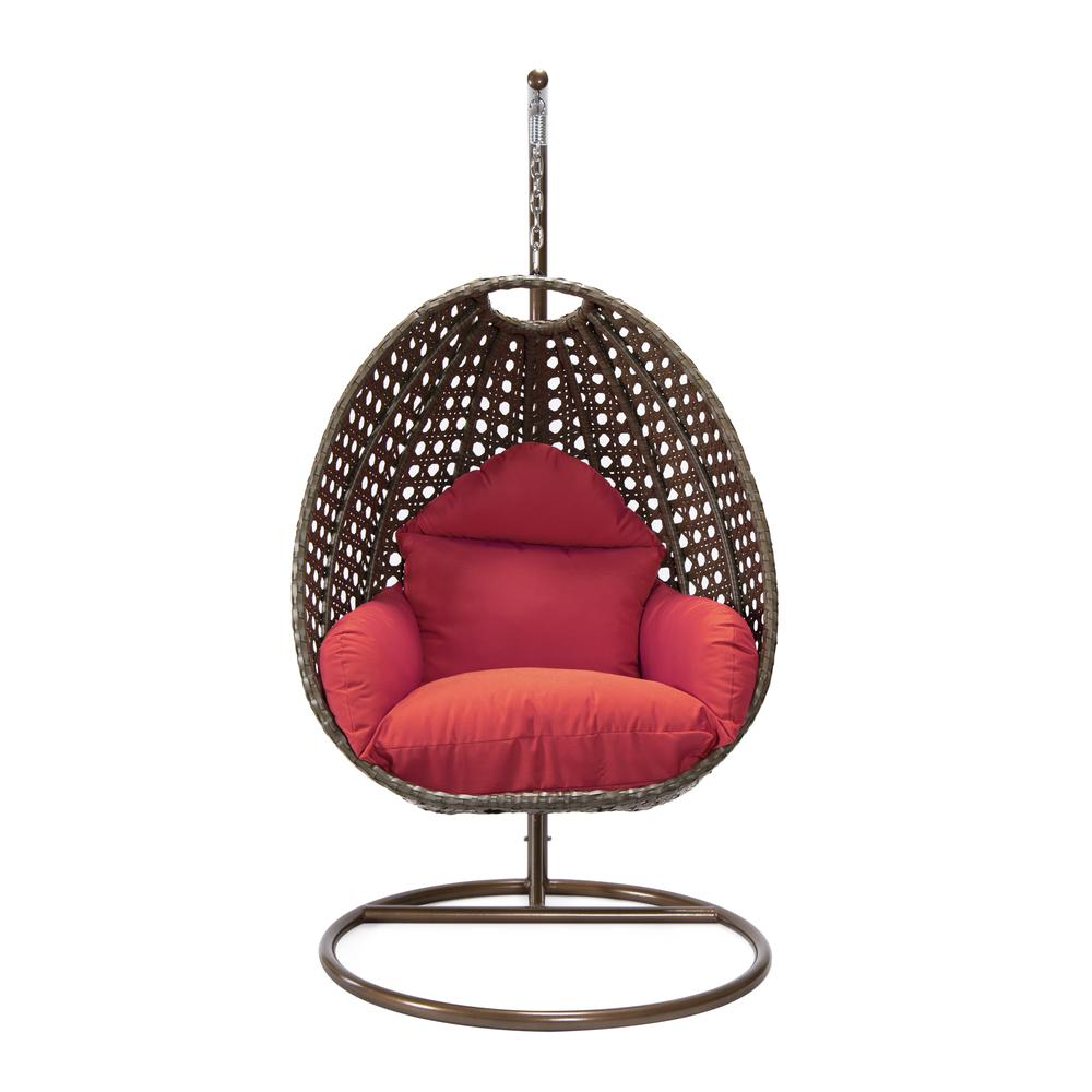 Beige Wicker Hanging Egg Swing Chair - Durable Outdoor