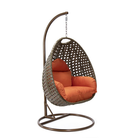 Beige Wicker Hanging Egg Swing Chair - Outdoor Patio