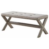 Best Master Fabric Upholstered Rectangular Accent Bench in Natural/Nail Heads - WhatYouNeedSales