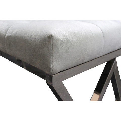 Best Master Stainless Steel and Velvet Upholstered Bench in Gray - WhatYouNeedSales