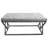 Best Master Stainless Steel and Velvet Upholstered Bench in Gray - WhatYouNeedSales