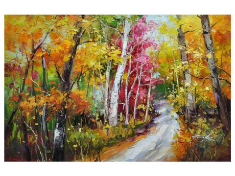 Birch Colorfull Leaves Knife Art Painting - WhatYouNeedSales