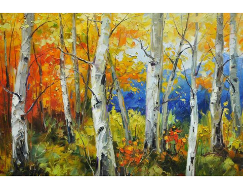 Birch Fall Leaf Knife Art Painting - WhatYouNeedSales