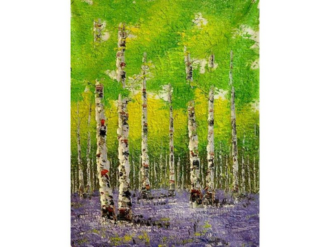 Birch Knife Art Painting Tree - Hand Painted Palette Knife