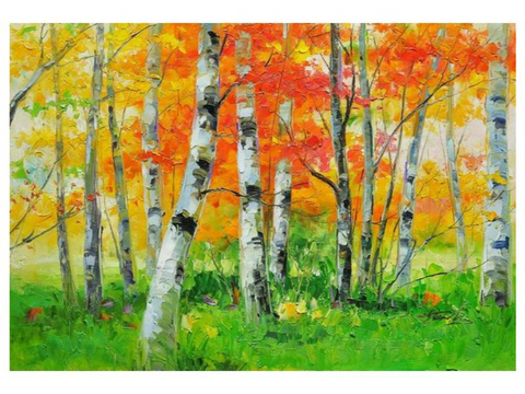 Birch Knife Forest Art Painting - Palette Knife Painting