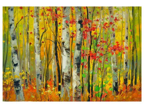 Birch Orange Tree Knife Art Painting - WhatYouNeedSales